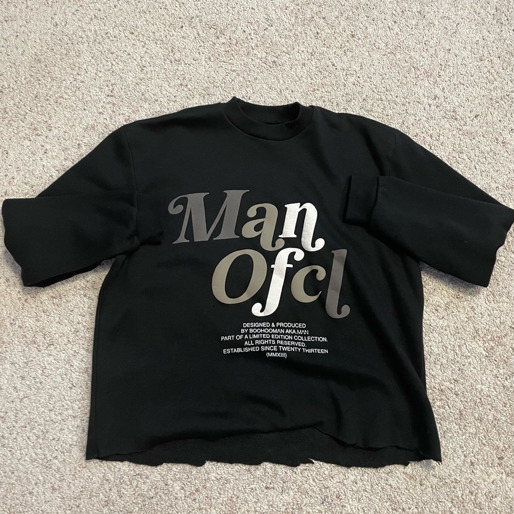 BoohooMAN Cropped Puff Graphic Sweatshirt